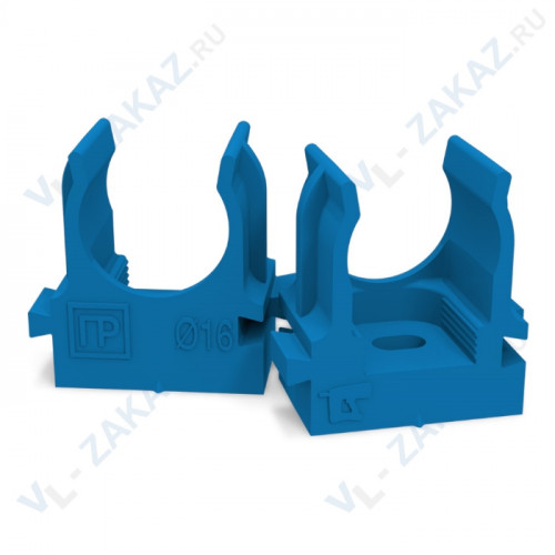 Крепеж-клипса для труб для монтажного пистолета СИНЯЯ д16 (100шт/1100шт уп/кор) Промрукав